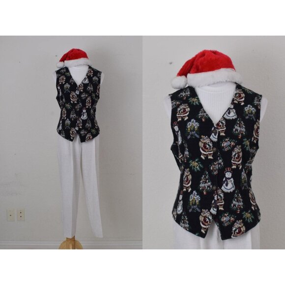 Vintage Christmas Cotton/Poly Carpet Vest by‎ Boobie Brooks size XL - Picture 1 of 10